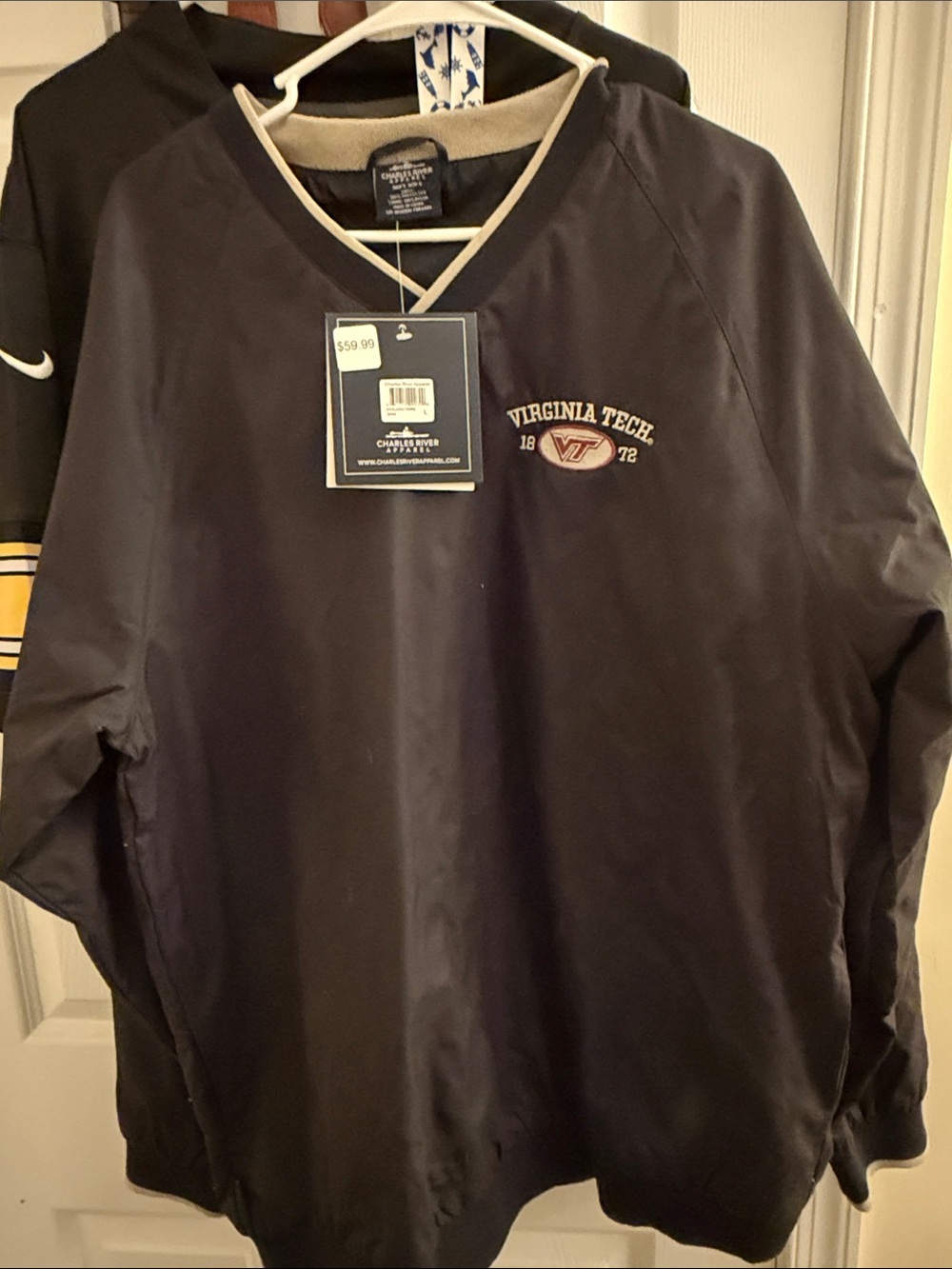Charles River Apparel Virginia Tech Pullover Jacket in Black and Cream